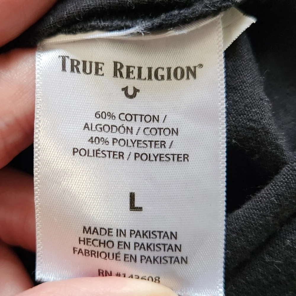 True Religion Black Tee T-Shirt Boys Large Logo